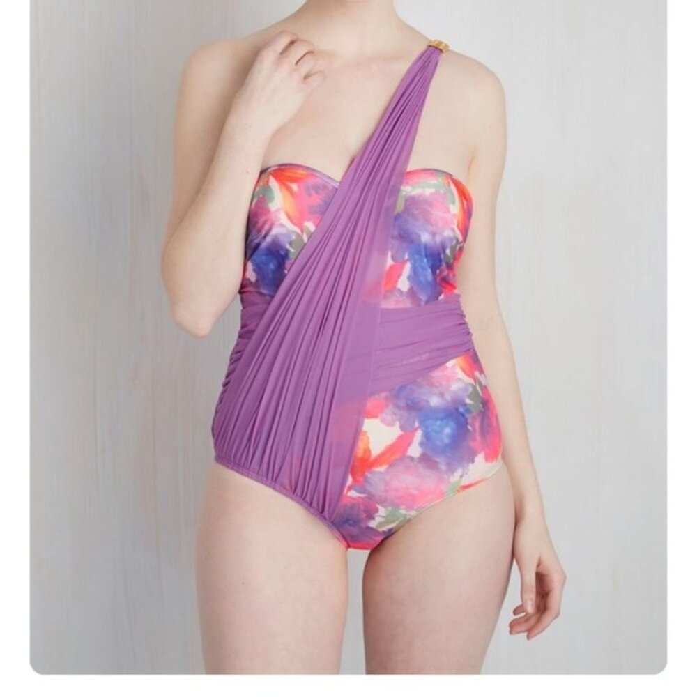 High Dive ModCloth One Shoulder 1 Piece Swimsuit Sz Medium & XL